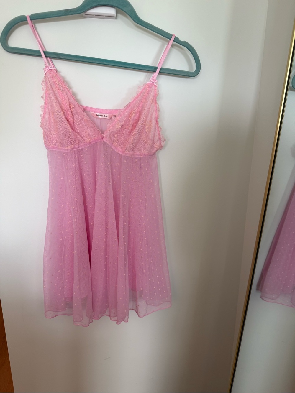 La Vie en Rose Pink Lace Babydoll Size Medium